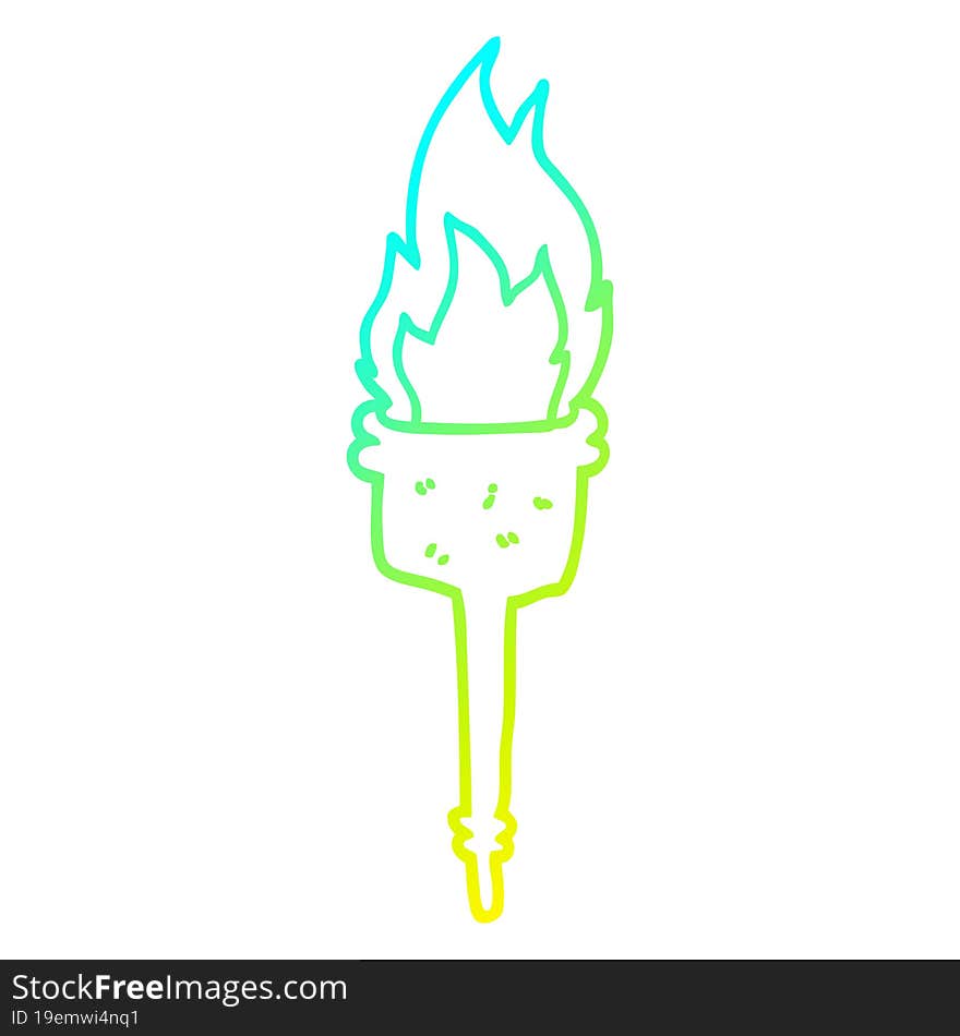 cold gradient line drawing cartoon flaming torch