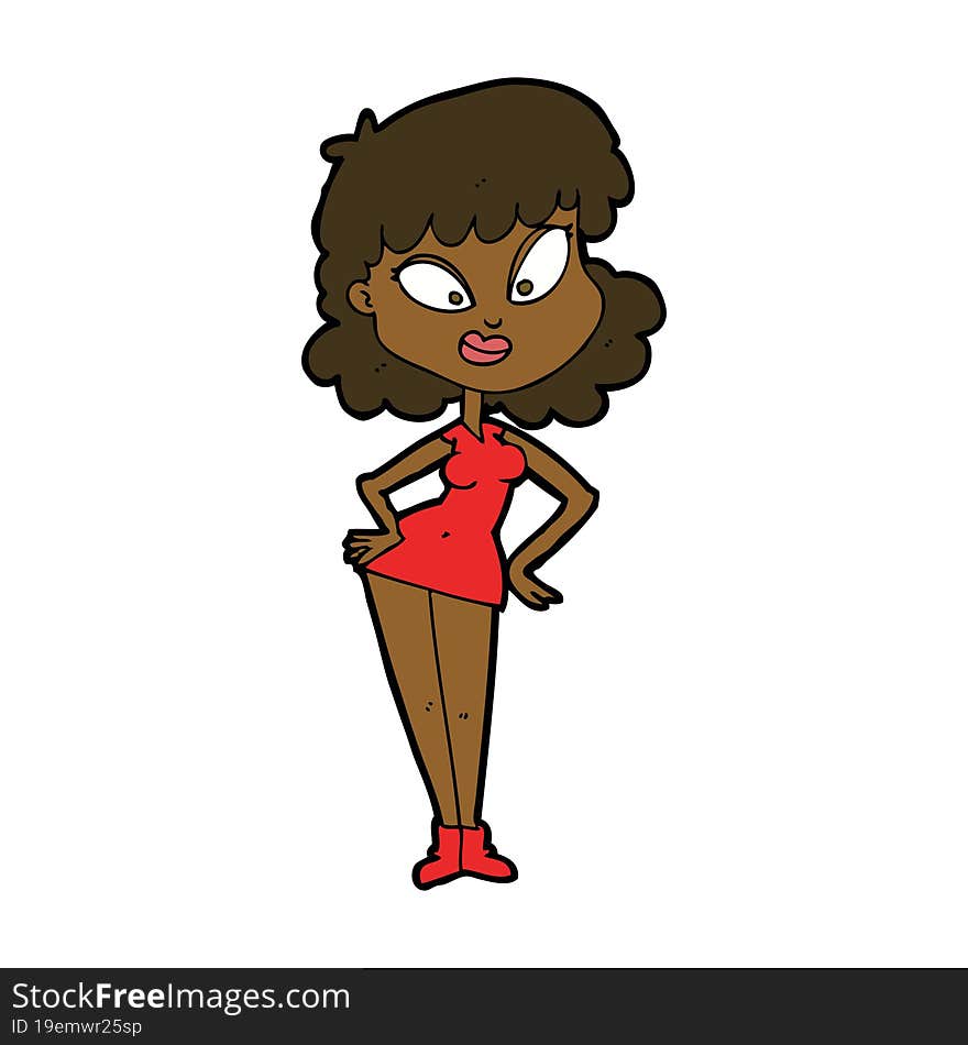 Cartoon Woman With Hands On Hips