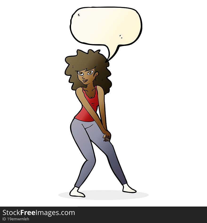 cartoon woman posing with speech bubble