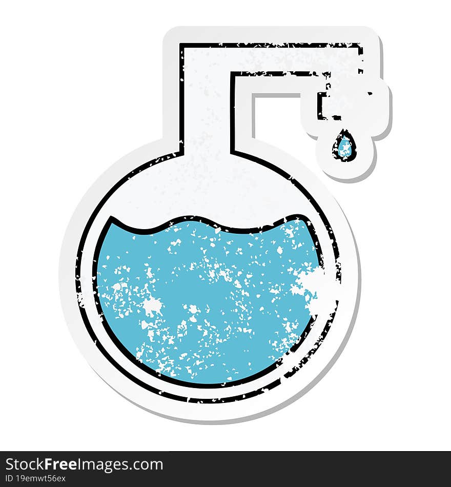 distressed sticker of a cute cartoon science experiment