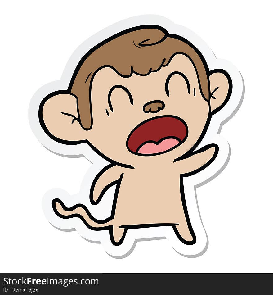 Sticker Of A Shouting Cartoon Monkey