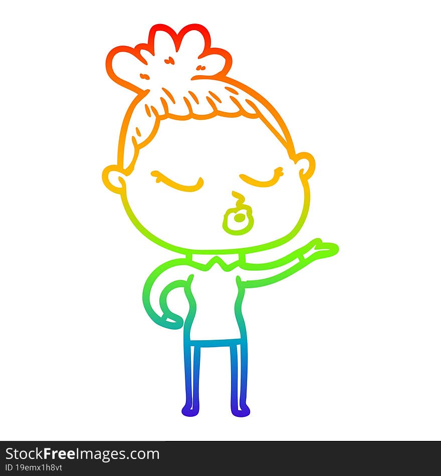 rainbow gradient line drawing cartoon calm woman