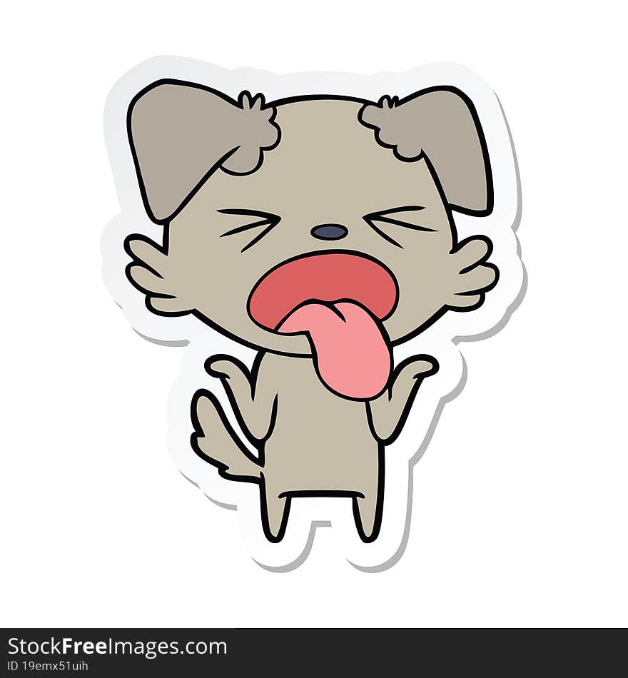 sticker of a cartoon disgusted dog shrugging shoulders