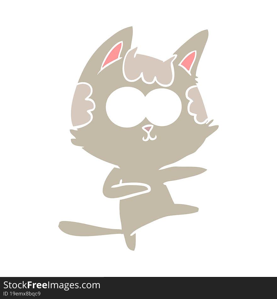 Dancing Flat Color Style Cartoon Cat