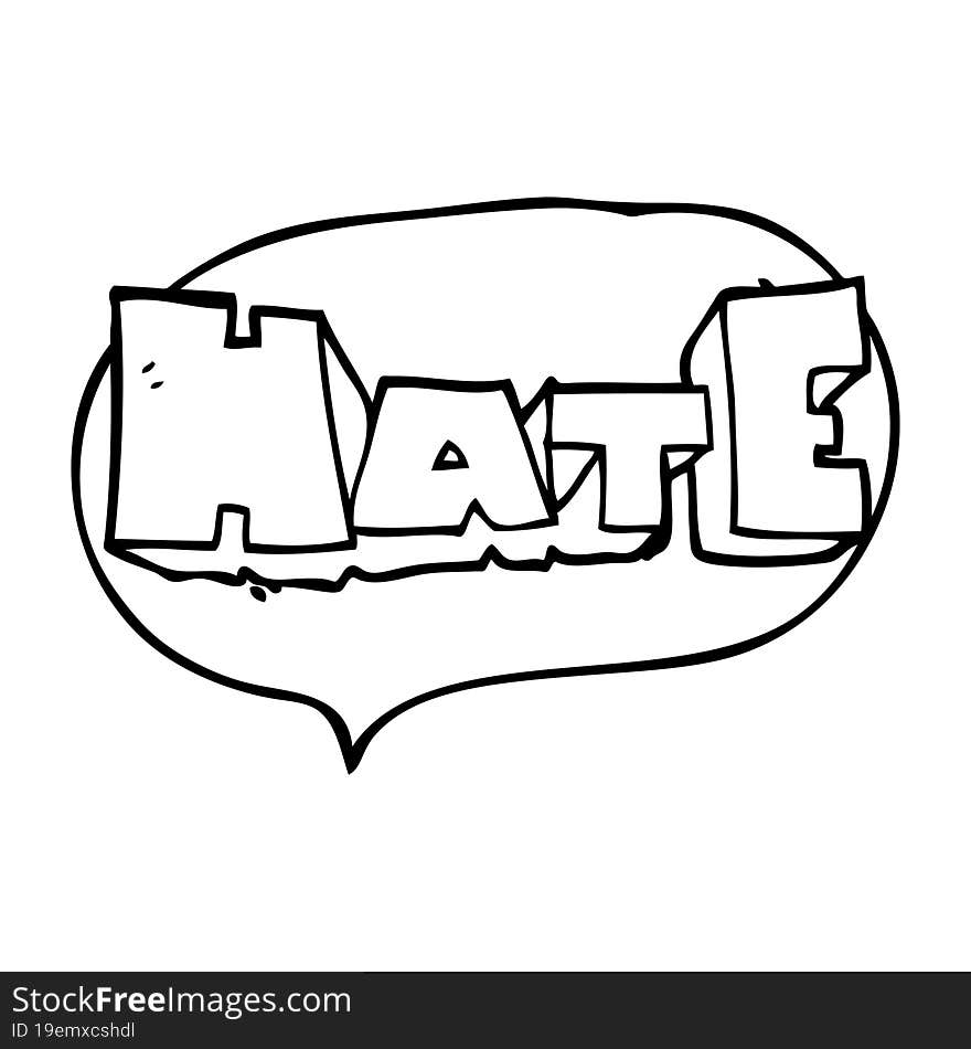 speech bubble cartoon word Hate