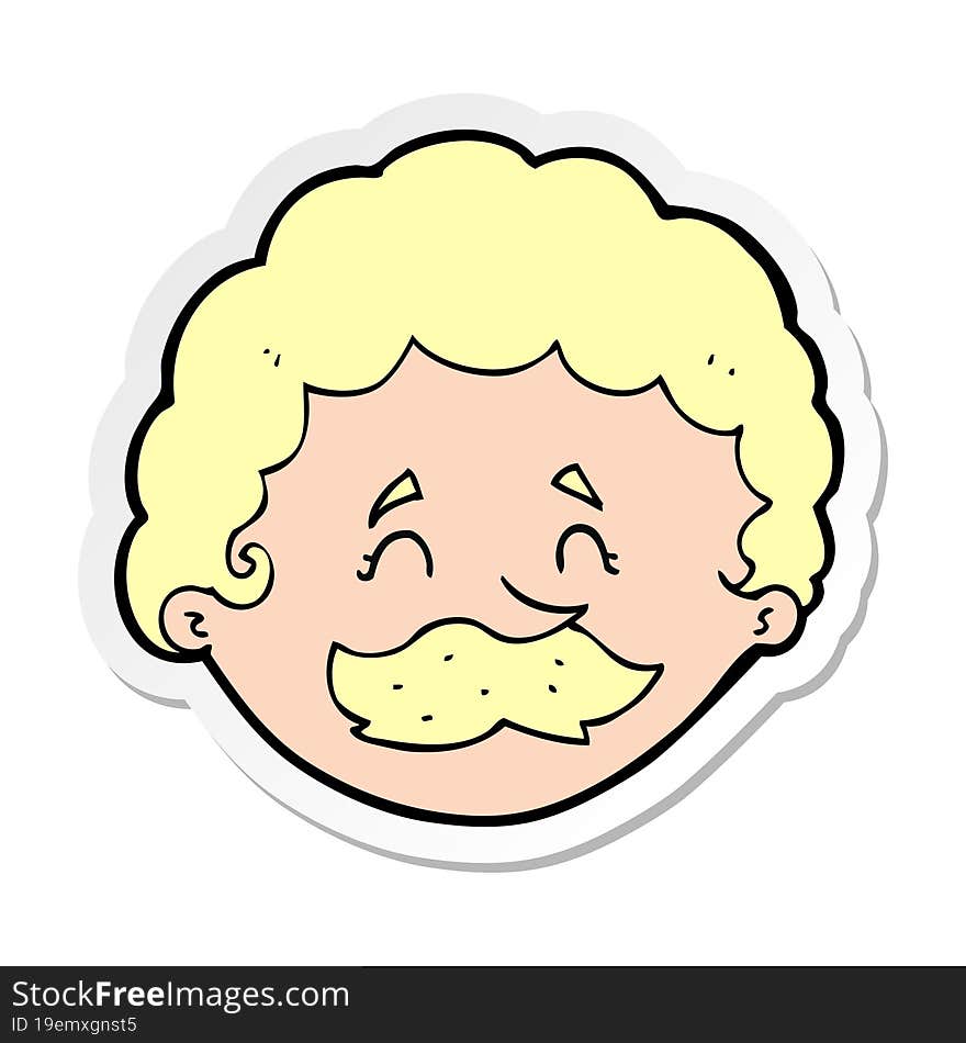 Sticker Of A Cartoon Man With Mustache