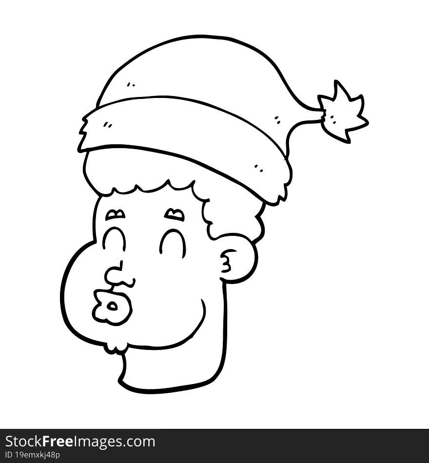 cartoon man wearing christmas hat