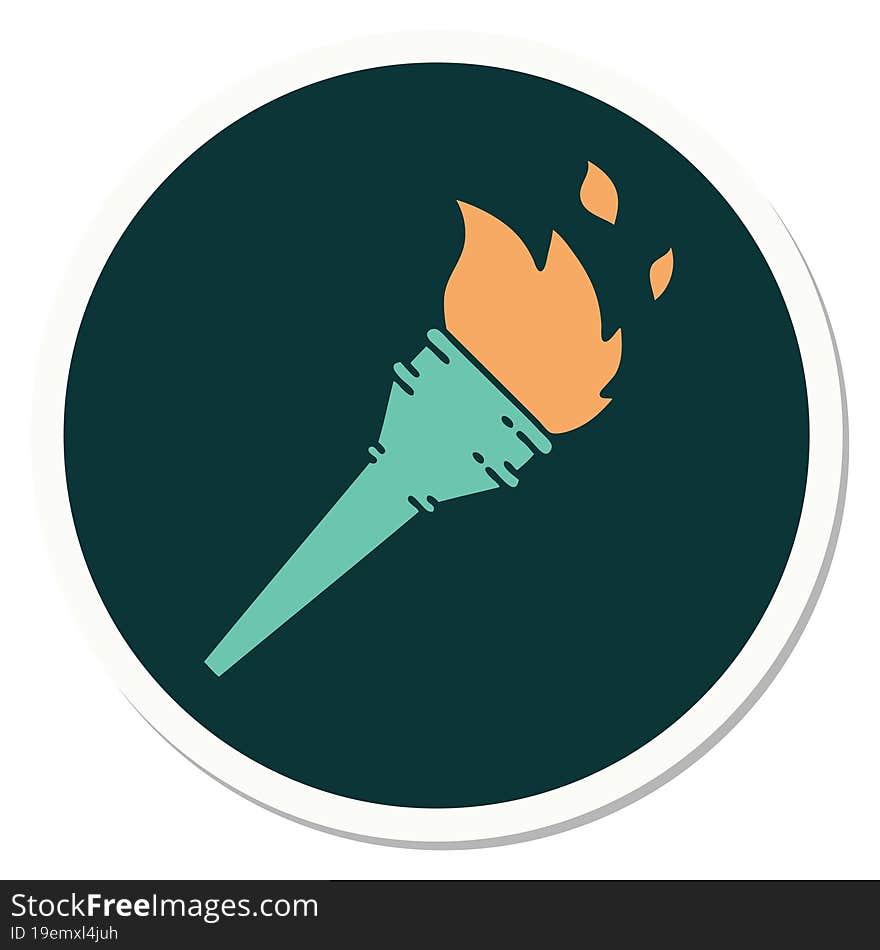 tattoo style sticker of a lit torch