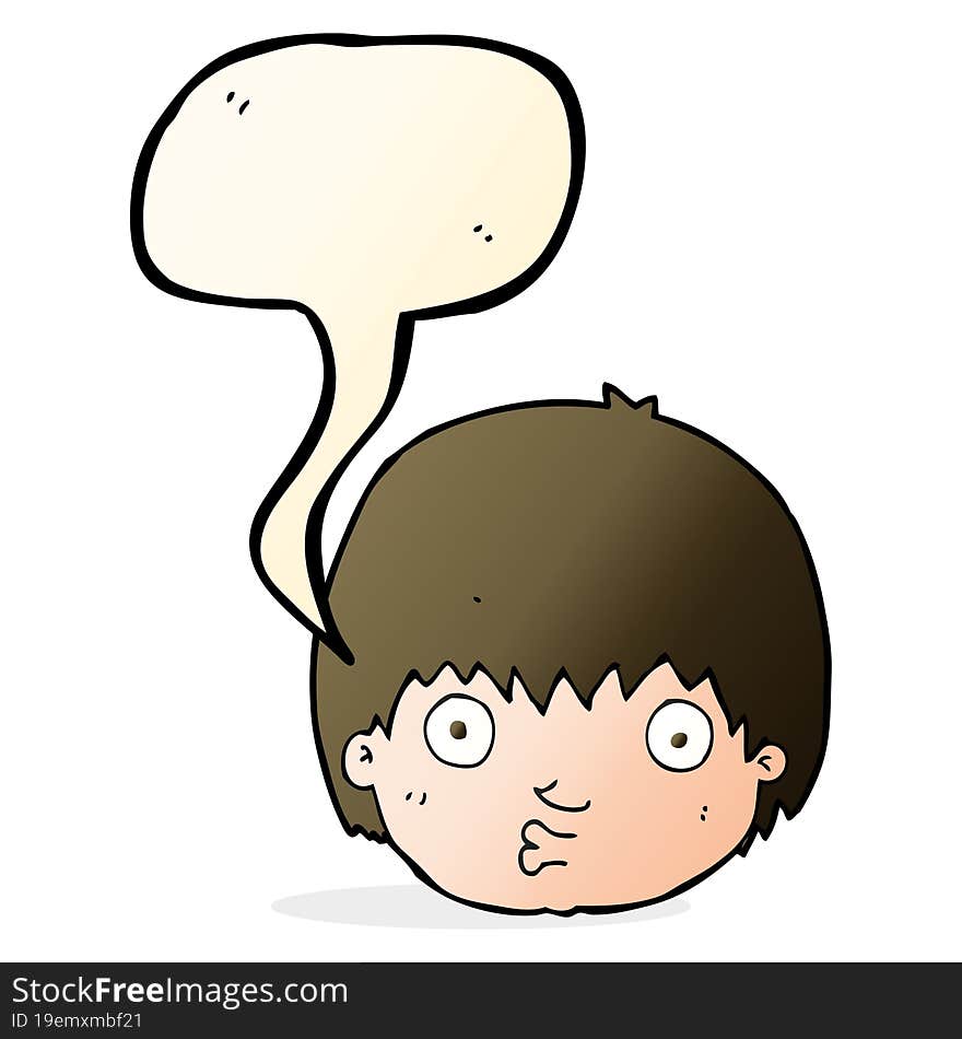 cartoon curious boy with speech bubble