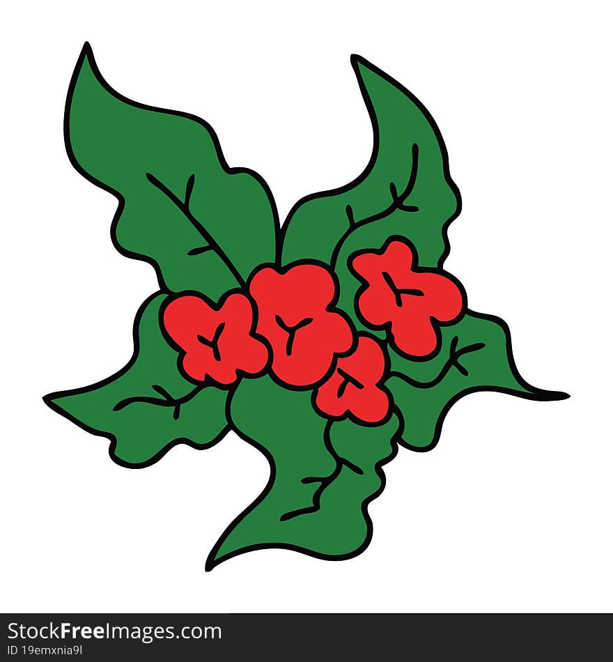 quirky hand drawn cartoon christmas flower