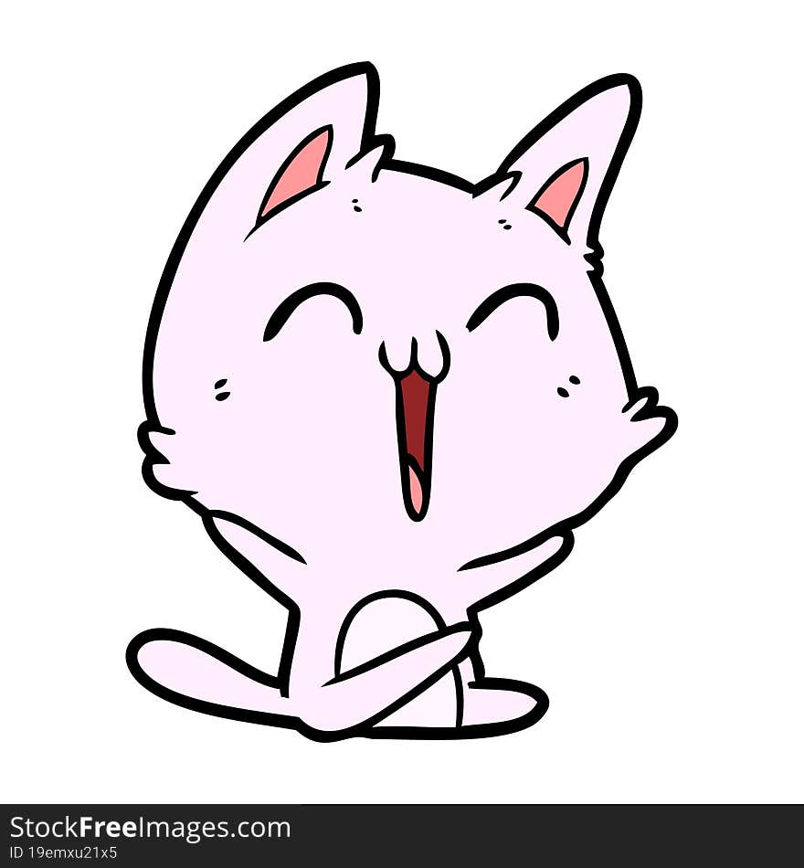 happy cartoon cat meowing. happy cartoon cat meowing