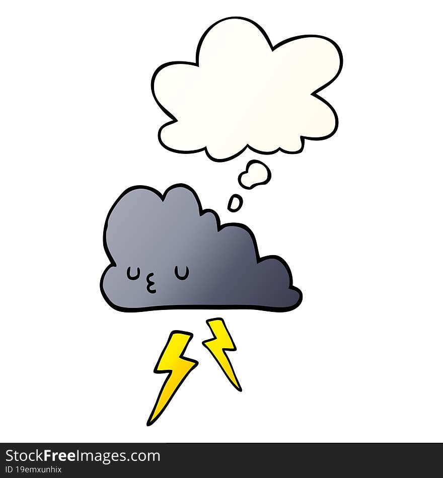 cartoon storm cloud and thought bubble in smooth gradient style