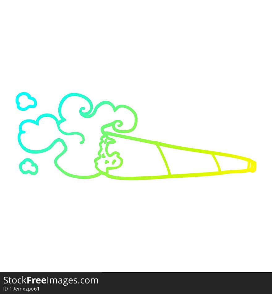 Cold Gradient Line Drawing Cartoon Smoking Joint