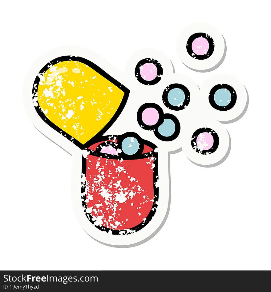 Burst Open Medical Capsule Pill Grunge Sticker