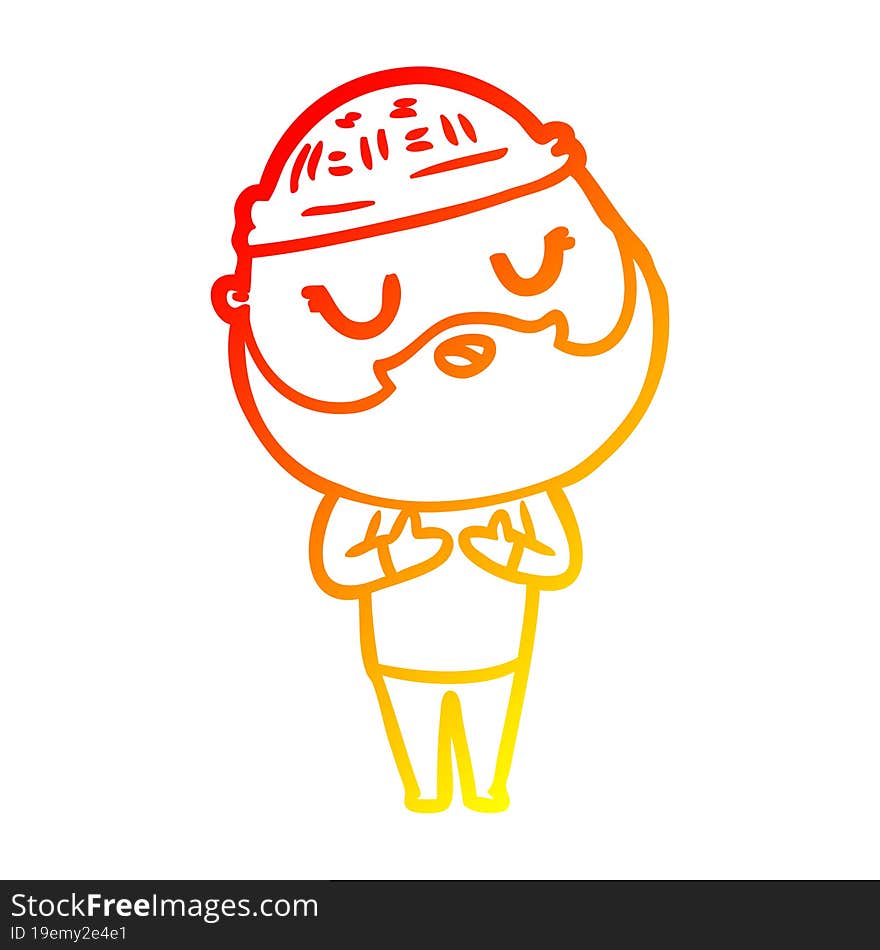 warm gradient line drawing of a cartoon man with beard