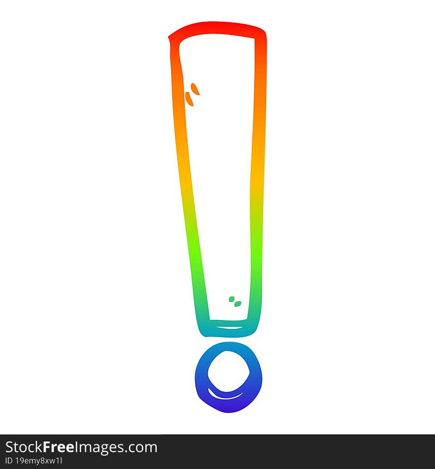 Rainbow Gradient Line Drawing Cartoon Exclamation Mark