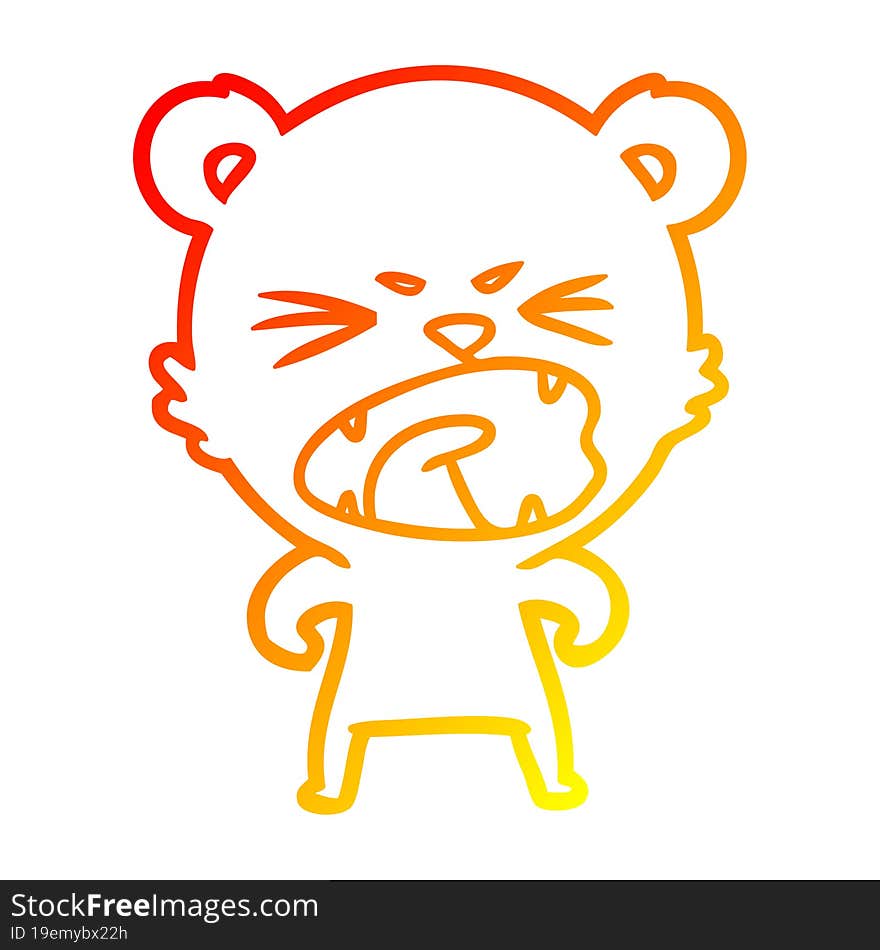 warm gradient line drawing angry cartoon polar bear