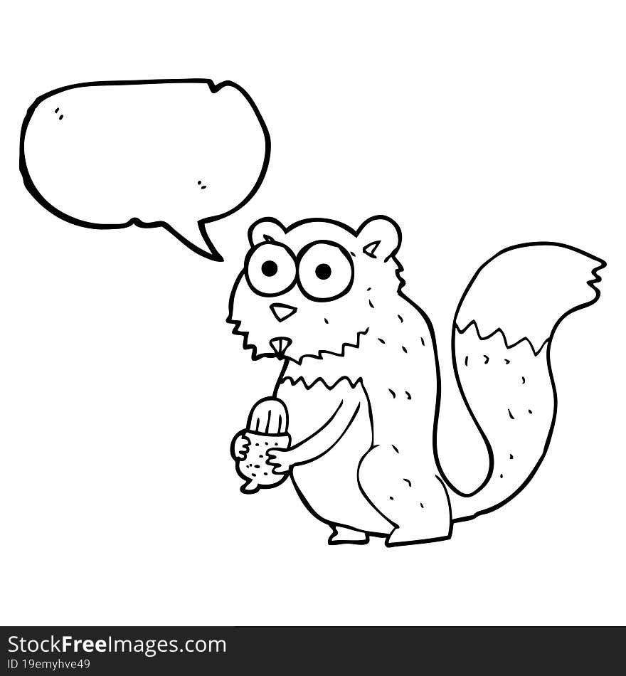 speech bubble cartoon angry squirrel with nut