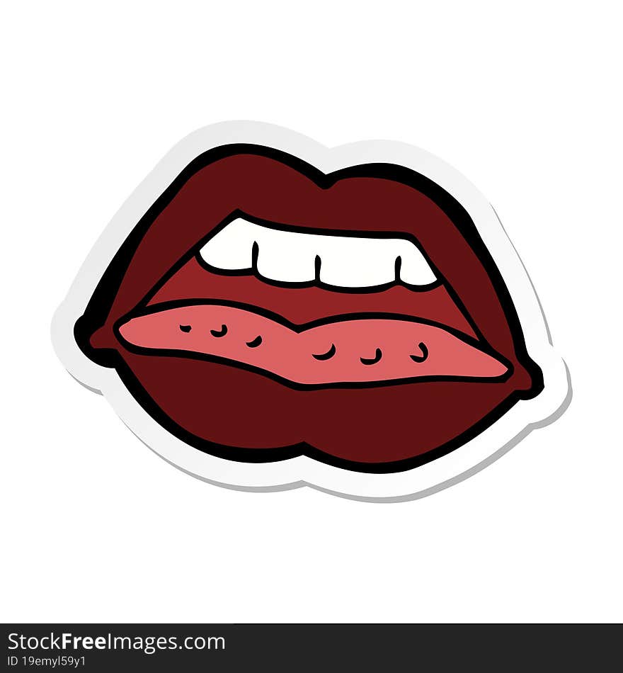 sticker of a cartoon sexy lips symbol