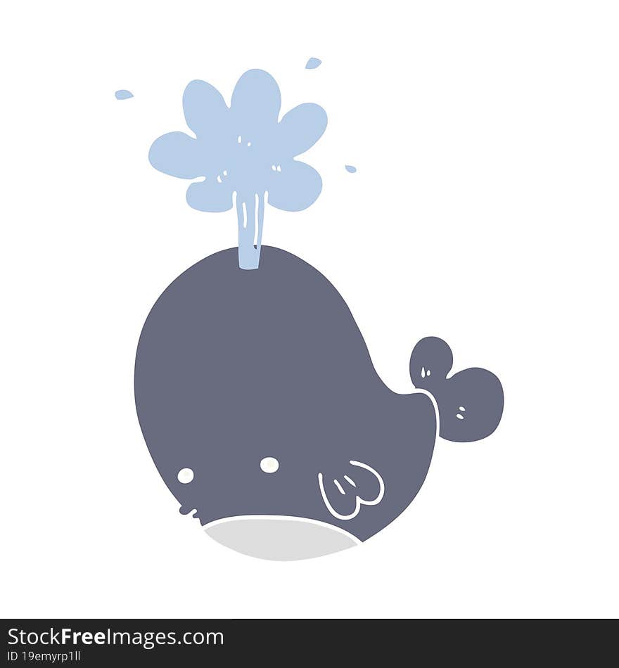 Flat Color Style Cartoon Spouting Whale