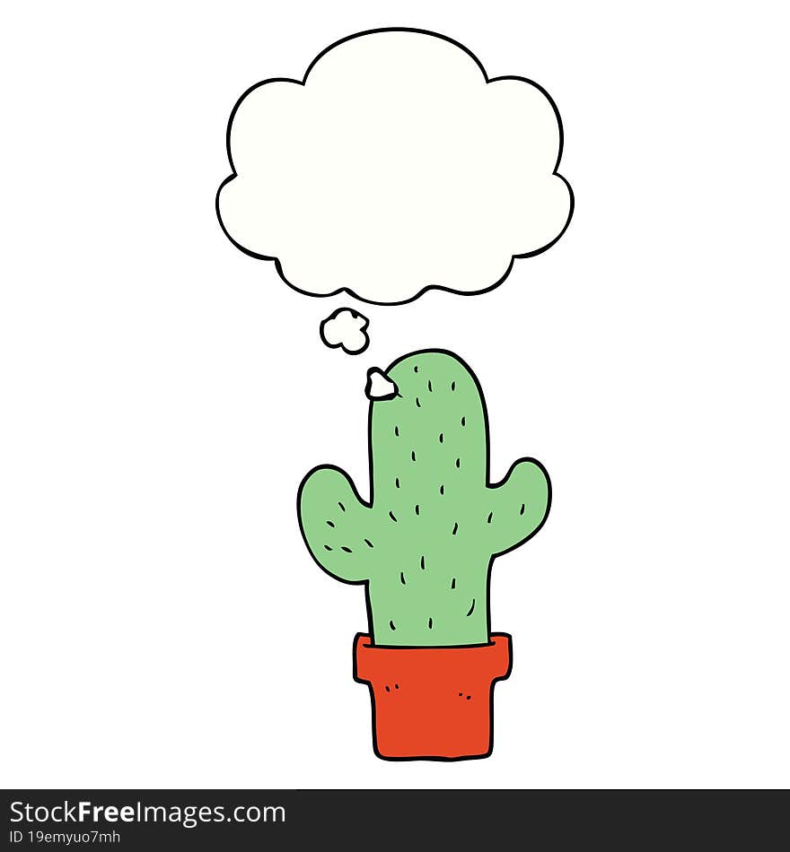 cartoon cactus with thought bubble. cartoon cactus with thought bubble