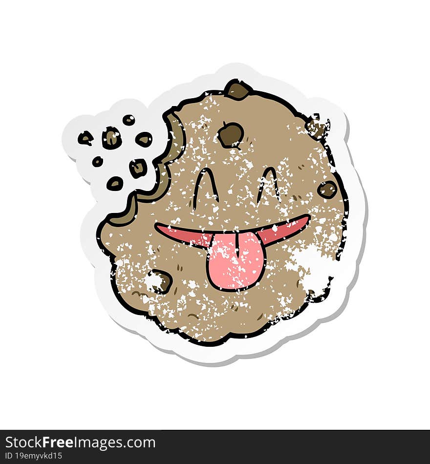 Distressed Sticker Of A Cartoon Cookie