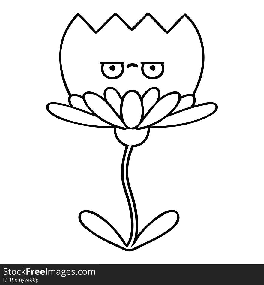 line drawing cartoon flower