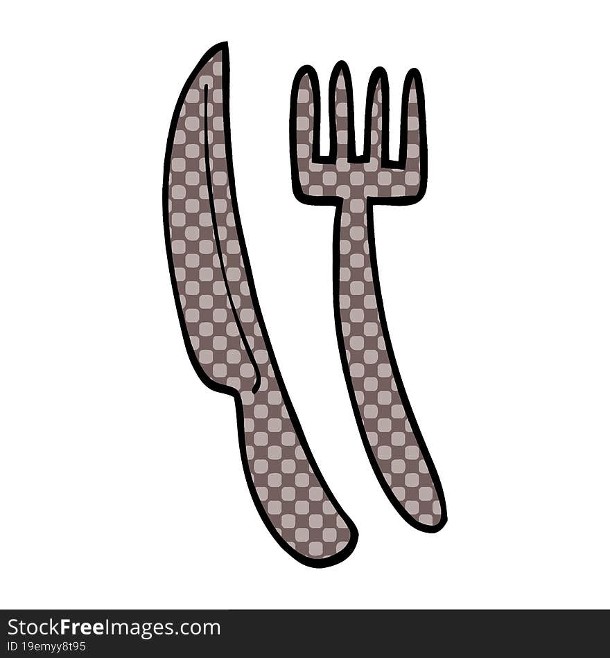 cartoon doodle knife and fork