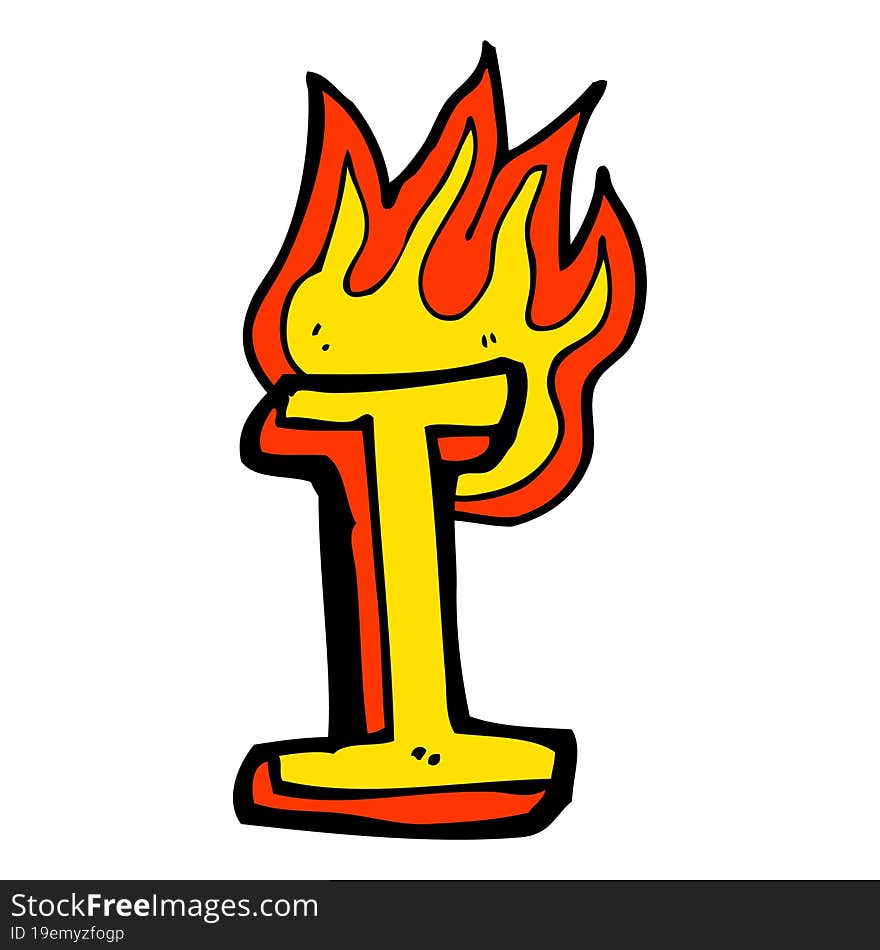 cartoon flaming letter