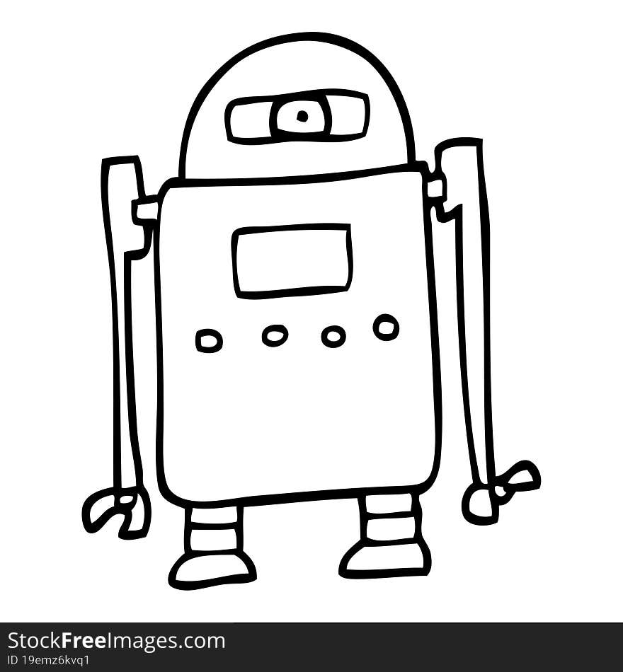 Line Drawing Cartoon Robot