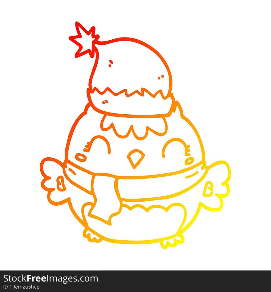 warm gradient line drawing cute christmas owl