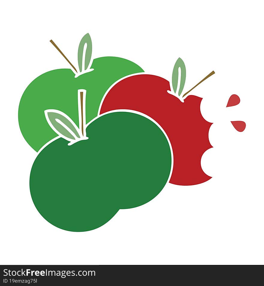 flat color retro cartoon juicy apple