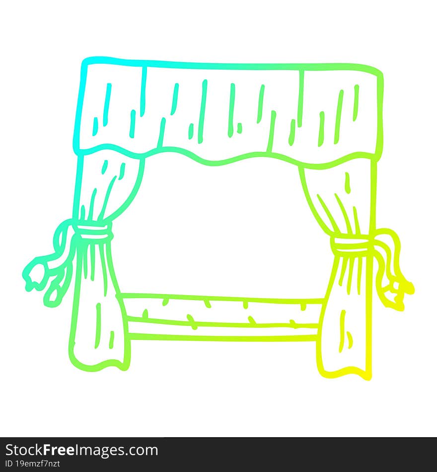 cold gradient line drawing cartoon window with curtains