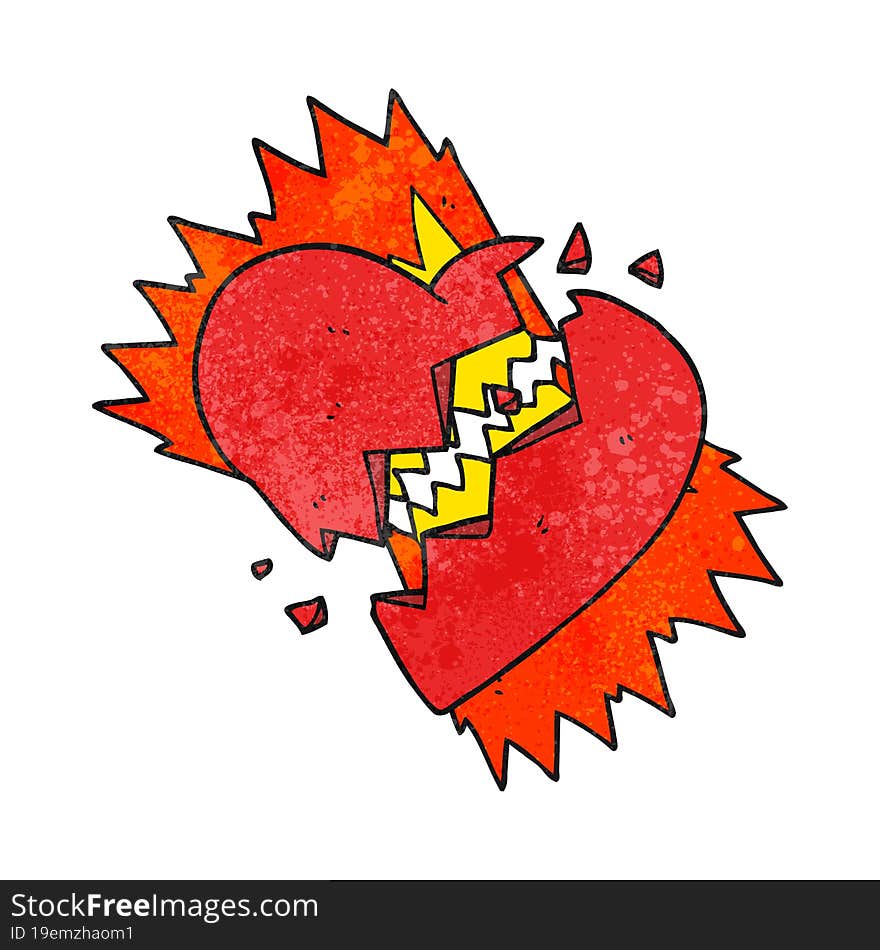 Textured Cartoon Broken Heart