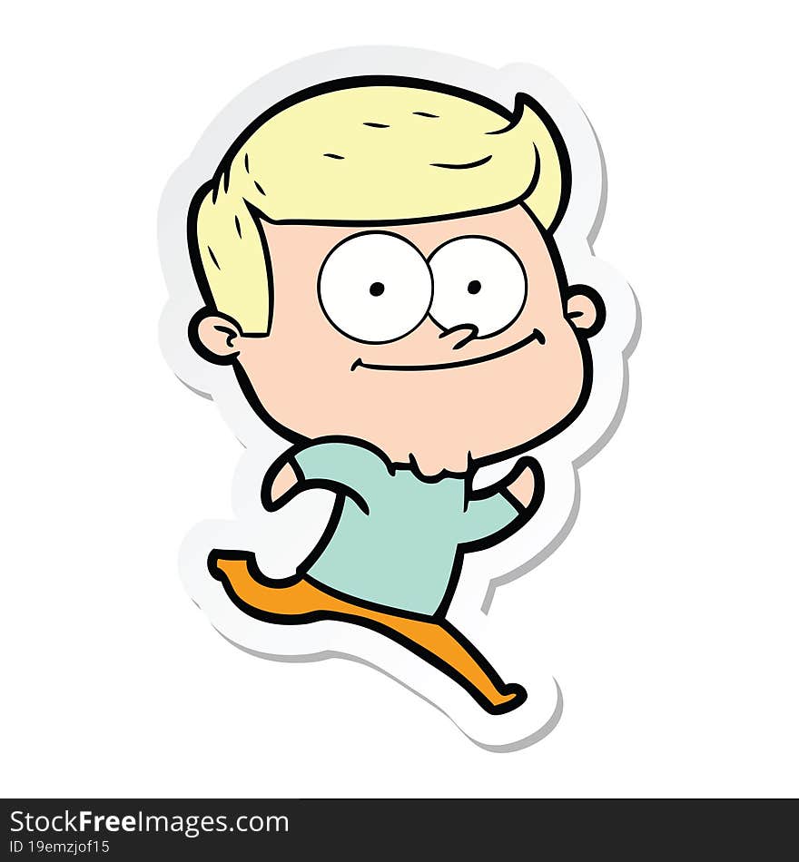 sticker of a cartoon happy man