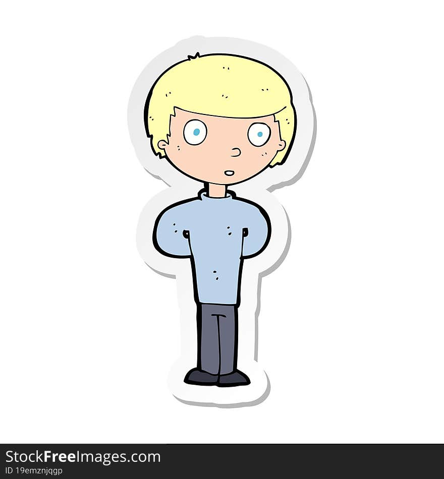 sticker of a cartoon worried man