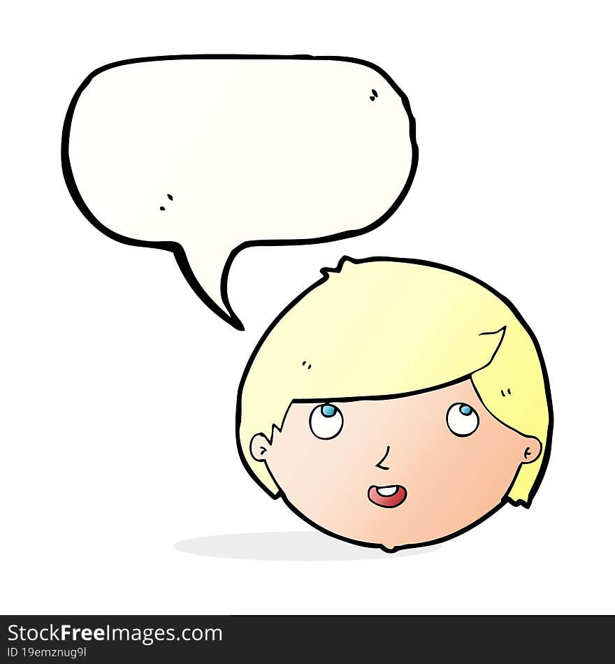 cartoon happy face with speech bubble