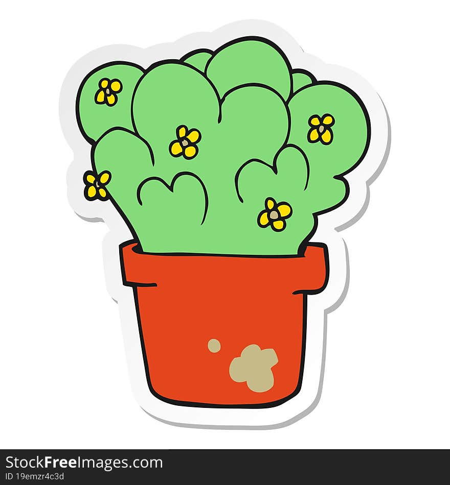 sticker of a cartoon plant