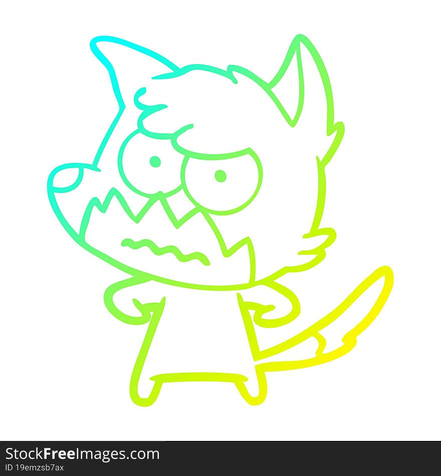 cold gradient line drawing cartoon annoyed fox