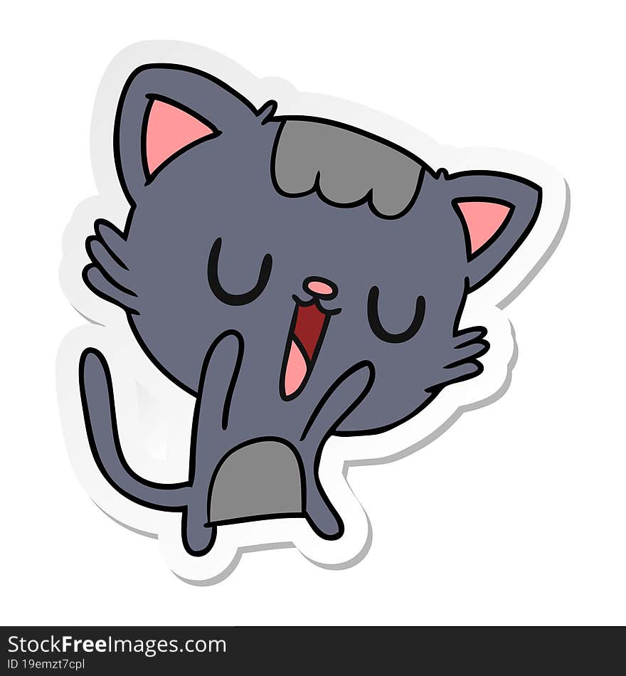 Sticker Cartoon Of Cute Kawaii Cat