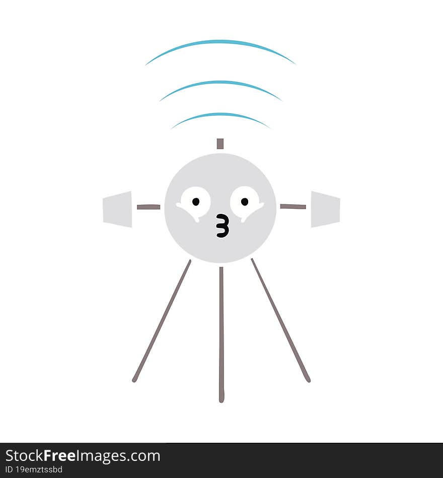 flat color retro cartoon satellite