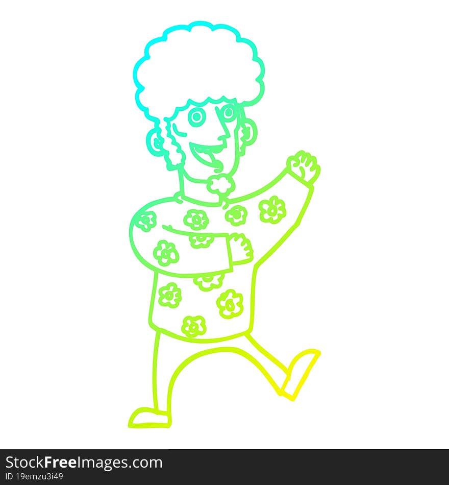 cold gradient line drawing cartoon dancing 70s man