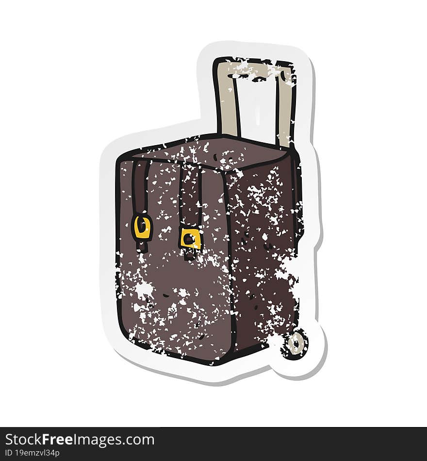 retro distressed sticker of a cartoon luggage