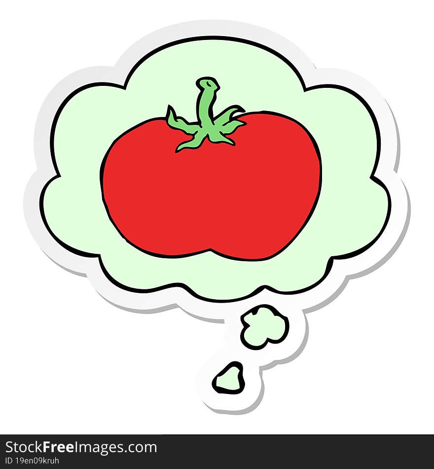 Cartoon Tomato And Thought Bubble As A Printed Sticker