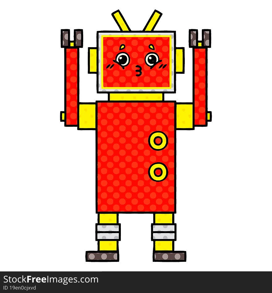 comic book style cartoon of a robot