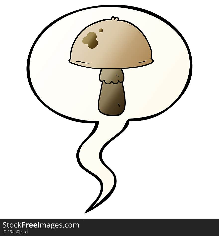 cartoon mushroom and speech bubble in smooth gradient style