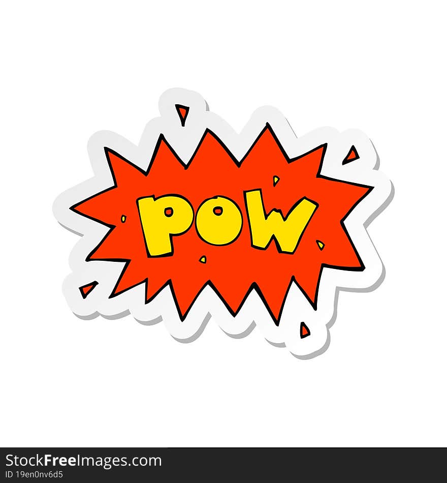 sticker of a cartoon comic book pow symbol