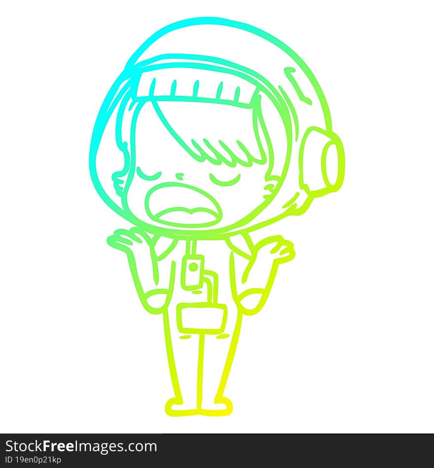 cold gradient line drawing cartoon talking astronaut