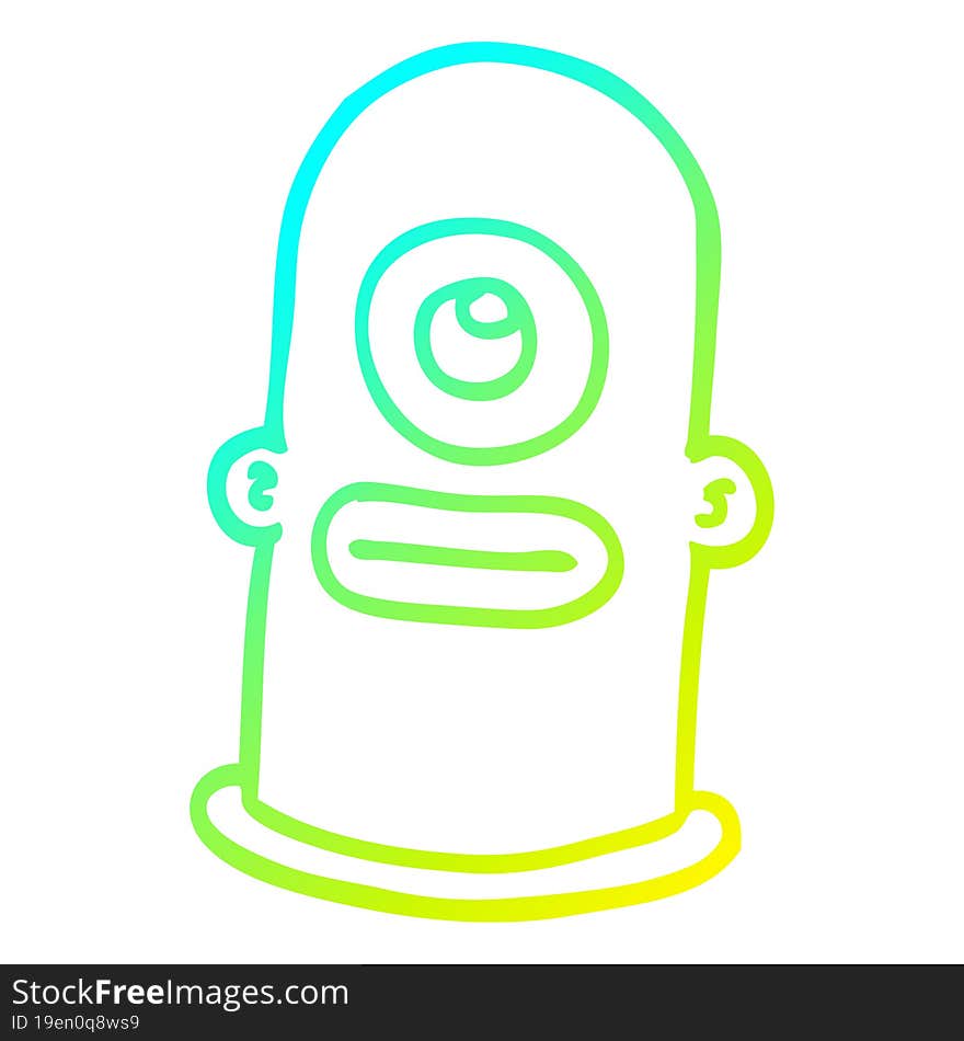 cold gradient line drawing cartoon alien man