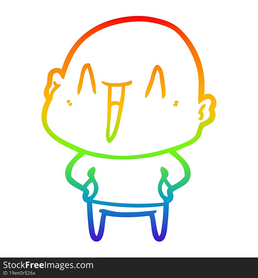 rainbow gradient line drawing of a happy cartoon bald man